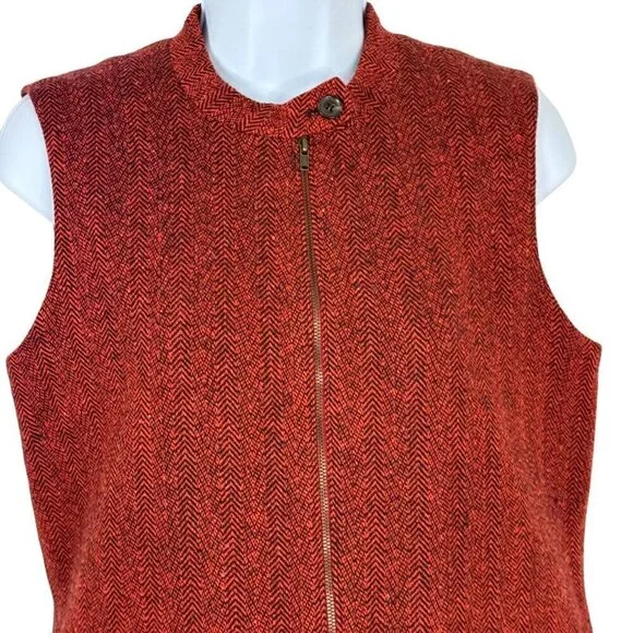 Harve Benard Wool Red Black Sleeveless Dress Jackie O Zipper Details Size 6P EUC - Picture 2 of 9